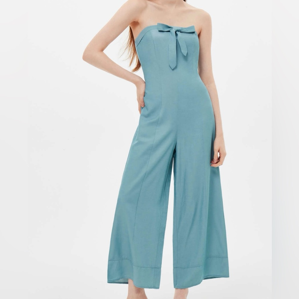 Solid Bow Tie Strapless Jumpsuit - image 1